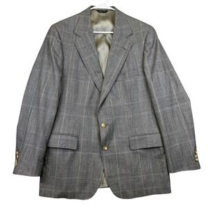 Vintage Polo University Club Blazer Mens 40R Gray Wool Plaid Sport Coat USA